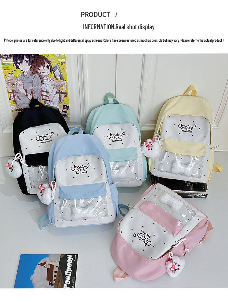 Large Capacity Japanese Style Backpack - Lightweight, Cute Cartoon Design for Female Students