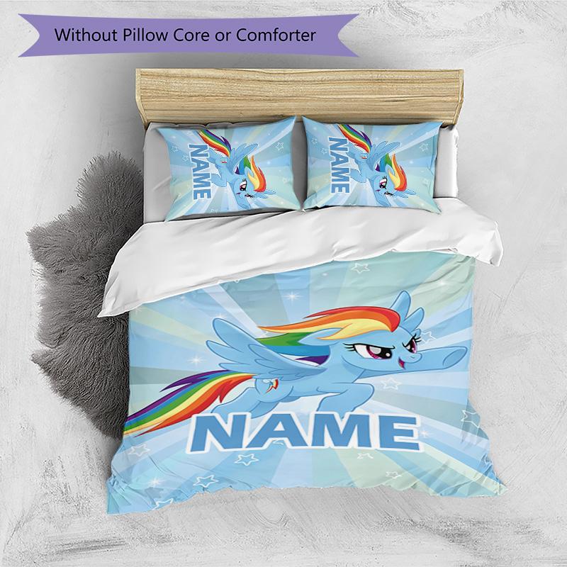 3pcs My Little Pony1 Cover Set - Personalized Name, HD Printed Bedding with 1 Cover and 2 Pillowcases - Perfect for Home Decor, Easy Care