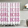 Chic Girl Boss Shower Curtain Set For Bath Decor Gradient Pink Typography Design Durable Fabric Material With Hooks Included