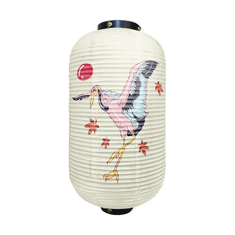 Chinese Traditional Crane Pattern Lantern Beautiful Ukiyo-e Style Paper Cuisine Sake Pub Bar Izakaya Restaurant Decor Lantern