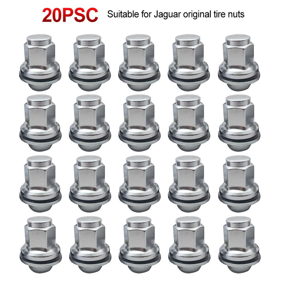 20PCS Iron Wheel Lug Nut Replacement for Jaguar XJ XK XF S X Type C2C35294 Silver Metal Accessories for Vehicles