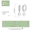 WOSTU Real 925 Sterling Silver Earrings Shining CZ Wheat Pearl Hoop Earrings Earrings For Women Friendship Jewelry CTE446