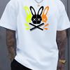 Men's 100% Cotton Summer Loose Fit Large Rabbit Skull Graphic Printed Slim Fit Casual Sports Round Neck Short Sleeved T-shirts