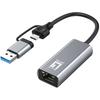LevelOne Adaptateur Réseau USB-0423 2,5 Gigabit Ethernet 2 En 1 USB-C/A