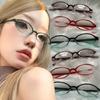 Women's Retro Oval Glasses Girls Y2K Red Green Frame Glass Eyewear Decorative Computer Anti-blue Eyeglasses with Seaside Driving
