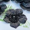 2Pcs Black White 3D Beaded Lace Patches Sequins Flower Clothing Patch Decoration Applique