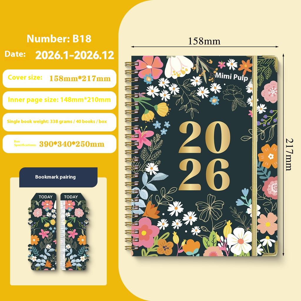 English Notepad A5 Coil English Notebook Diary Plan Book Work Exercise Schedule Book