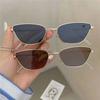 Cat Eye Fashion Retro UV Protection Triangular Cat-Eye Design Sunglasses Women Small Metal Frame Solid Colors Lens Sun Glasses