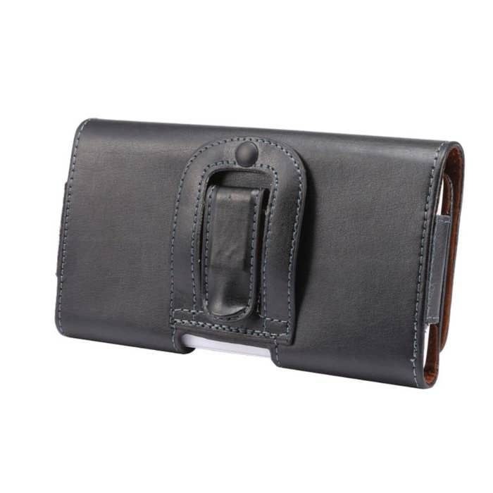 Pour Tecno Spark 10C (2023) Étui Ceinture Cuir Véritable Clip Horizontal - Noir