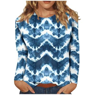 Осенняя модная женская футболка с длинными рукавами и цветочным 3D-цифровым принтом, футболка с круглым вырезом, популярный европейско-американский женский топ