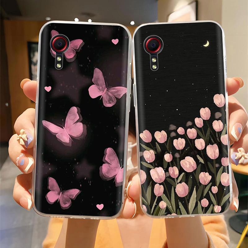 Мягкий силиконовый чехол для телефона Samsung Xcover 5 с мультяшными и цветочными узорами