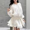 European & American Resort Style Elegant Irregular Mesh Puff Sleeve High-End Long Sleeve Dress