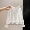 Womens French Vintage Lace Shirt Loose Fit Slimming Elegant Ruffle Blouse Long Sleeve