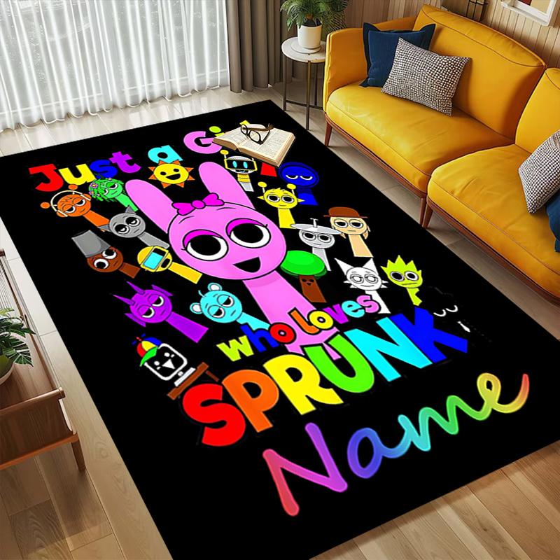 Custom Name Sprunki World Living Room Non-Slip Area Rug Soft Carpet for Bedroom Kids Playroom Sofa Office Home Decor Doormat