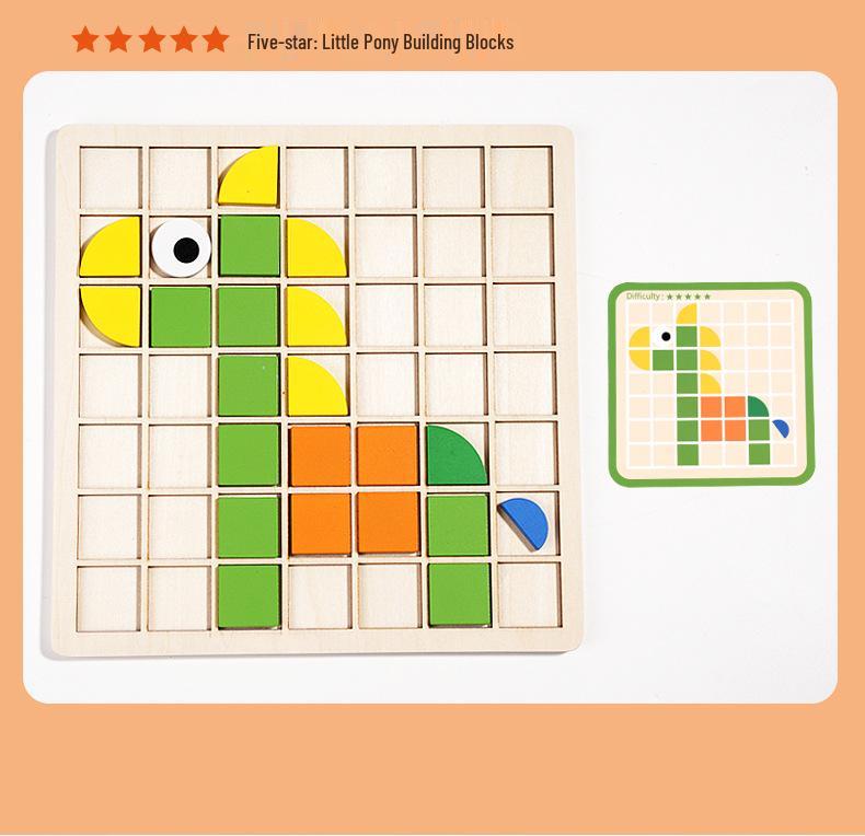 Mosaic 3D Wooden Puzzle Building Blocks for Kids