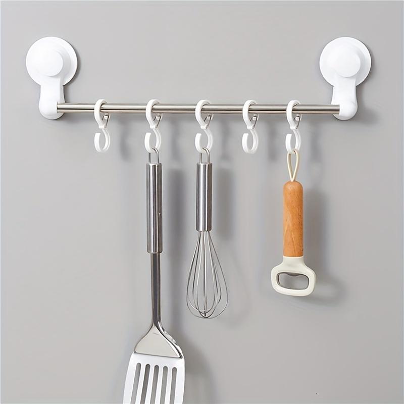 1 Set of 8 S-shaped Hook Buckles for Kitchen and Bathroom Horizontal Bar Hooks Without Drilling Plastic Clothes Hangers