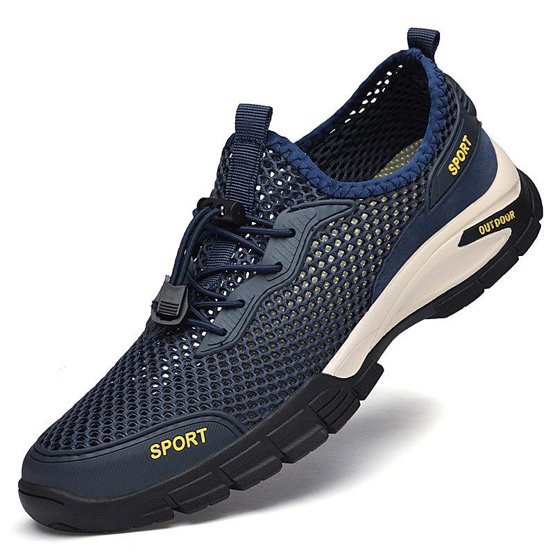 Shoes popular round head men's outdoor mesh cloth shoes sports leisure fashion mountaineering hiking through