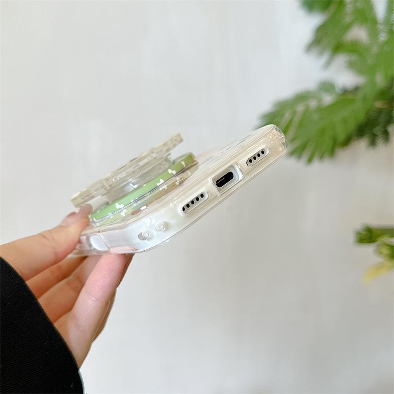 Зеленый чехол для iPhone 17/16 Pro Max/15/14 с магнитным креплением, с рисунком в горошек и изображением головы животного, с сердцем