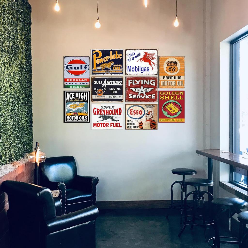 10 шт. Винтажные гаражные знаки для мужчин, Настенные украшения, Постеры старого автосервиса, Знаки АЗС, Декор для мужской комнаты, Постеры для комнаты, Эстетичные, Ретро