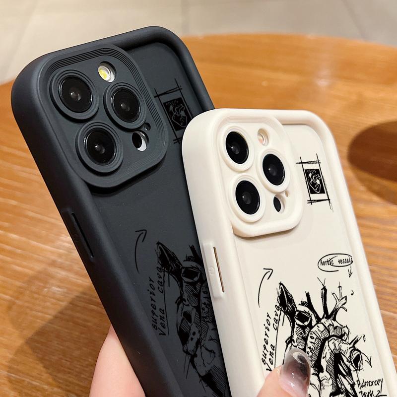 Матовый чехол из ТПУ с рисунком в виде сердца для iPhone 16 Pro Max 15 Pro 14 13 12 11 XS XR 8 7, защита линз, противоударный мягкий силиконовый чехол для телефона