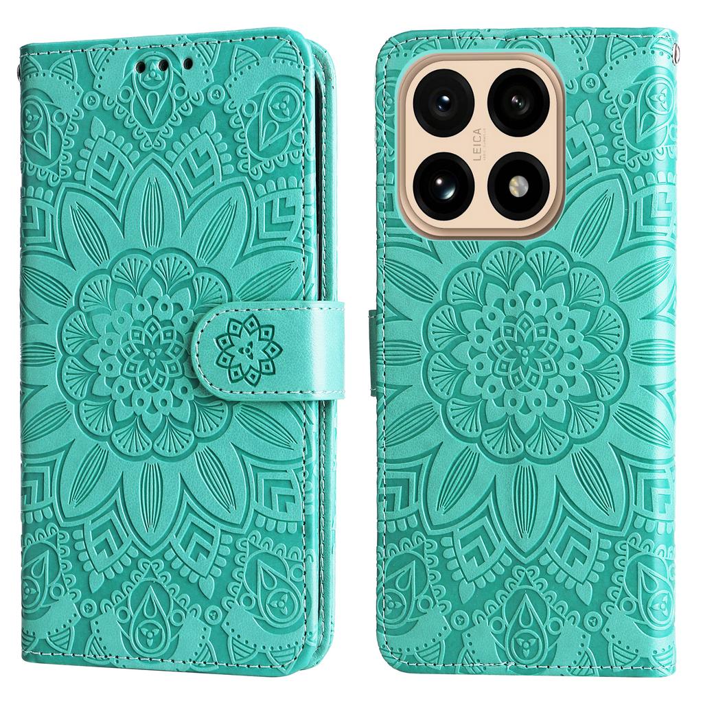 Для Xiaomi 15T Чехол Кожаный кошелек с оттиском подсолнуха Чехол для телефона