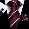 Набор галстуков Hi-Tie для мужчин, золотой, красный, черный, в полоску, шелковый галстук, носовой платок, набор запонок для бизнеса