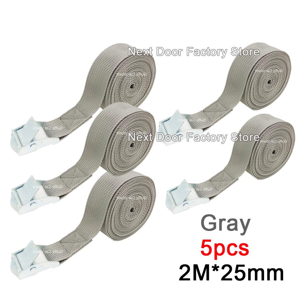 5pcs Black Gray 2M Buckle Tie-Down Belt Cargo Straps For Car Motorcycle Bike With Metal Buckle Tow Rope Ratchet Belt for Luggage