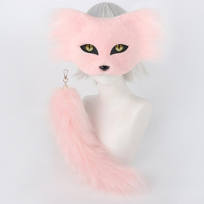Flexible Mask With Plush Tail DIY Crafting Supply Costume Accessory For Costume And Creative Dressing Up Event