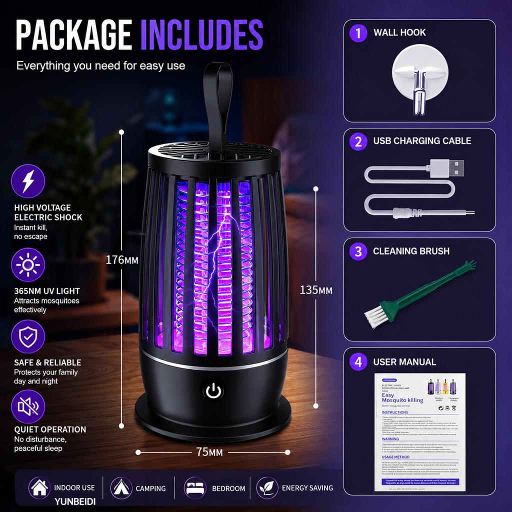 Xiaomi 2 In 1 USB Mosquito Killer Lamp Ultraviolet Electric Insect Catcher With USB Cable Quiet Night Light For Outdoor Use