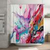Abstract Colorful Shower Curtain with Fluid Art Design for Bathroom Decor Pink Blue White Red Yellow Black Orange Modern Polyest