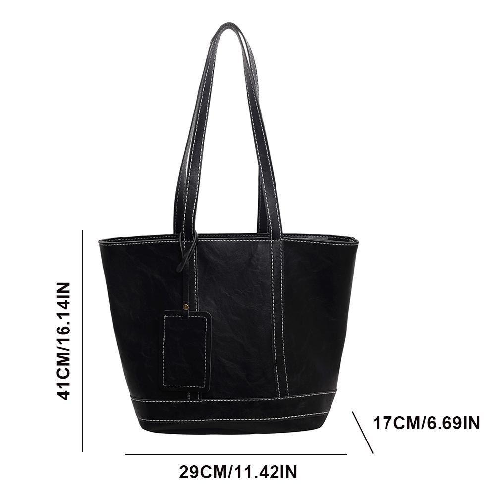 Женская дорожная сумка из искусственной кожи, большая вместительная сумка на плечо, шикарная сумка-хобо (черный)