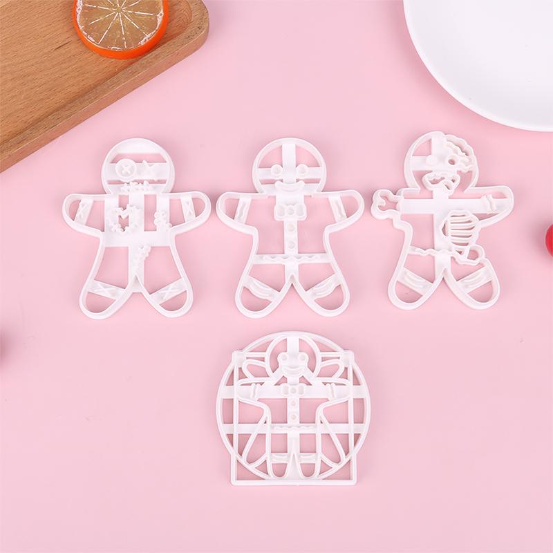 1 шт. Рождественские формочки для печенья в виде пряничного человечка, пластиковые мультяшные, с пресс-формой для печенья, шоколада, инструменты для украшения торта