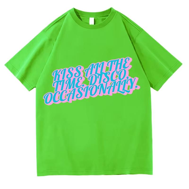 Vintage Kiss All The Time Disco Occasionally T-Shirts Tees Shirt Unisex Fashion Casual Aesthetic Graphic Summer Pure Cotton Tops
