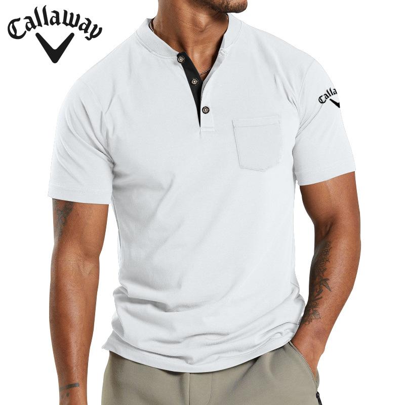 Callaway Летняя вышивка Новая большая мужская футболка с коротким рукавом и карманом на пуговицах Поло