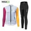 WOSAWE Женские велосипедные костюмы Длинные рукава Велосипедные рубашки Длинные велосипедные штаны 5D Гелевые подушечки