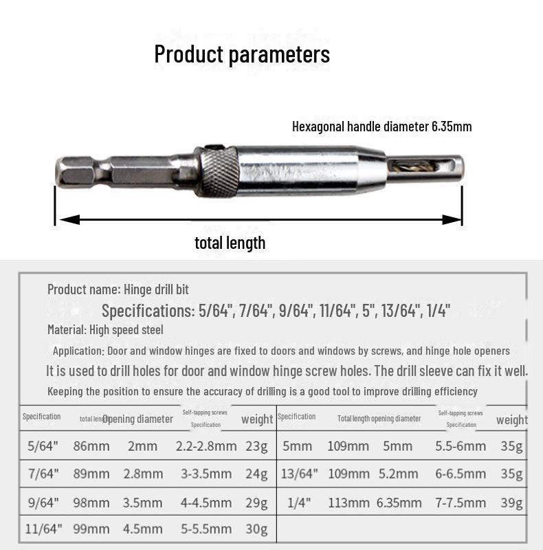 High-Speed Steel Hex Hinge Drill Bit Set for Woodworking