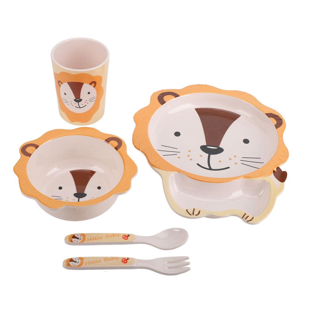 Kids Plates Set Cartoon Dishes Plates Utensils Set for Toddler Divided Food Tableware