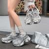 Lin Yun Platform Dad Shoes Women's New Mesh Versatile Height-increasing Silver Casual Sports Shoes
