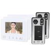 2-Wire Video Intercom 7in 3 Monitors 2 Cameras Fingerprint Password IC Card Night Vision Doorbell