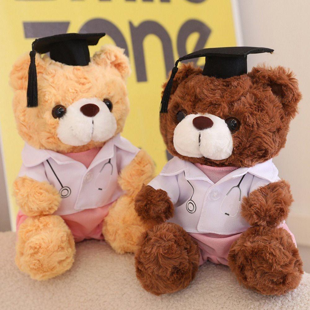 Stuffed Toy Doctor Cap Graduation Bear Doll Cartoon Bear Animal Doll Bachelor Bear Plush Toy Kids