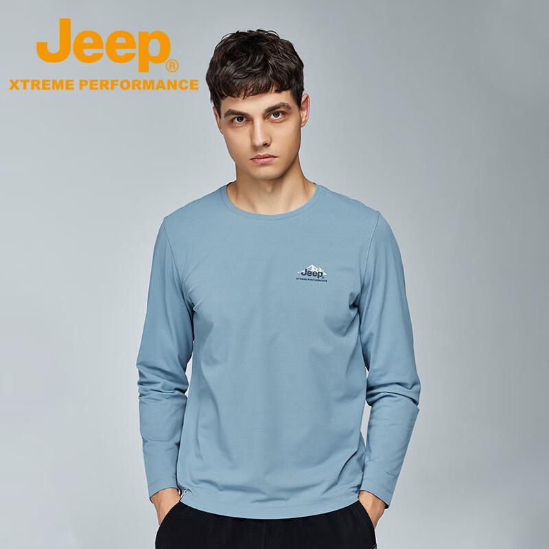 Jeep Мужская повседневная футболка с длинным рукавом и круглым вырезом