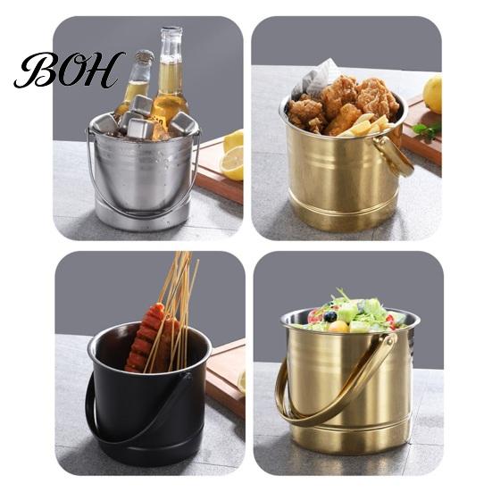 Portable Bar Ice Bucket Stainless Steel with Removable Strainer, Wine Champagne KTV Cooler for Beer Red Wine, Snacks Home Gatherings