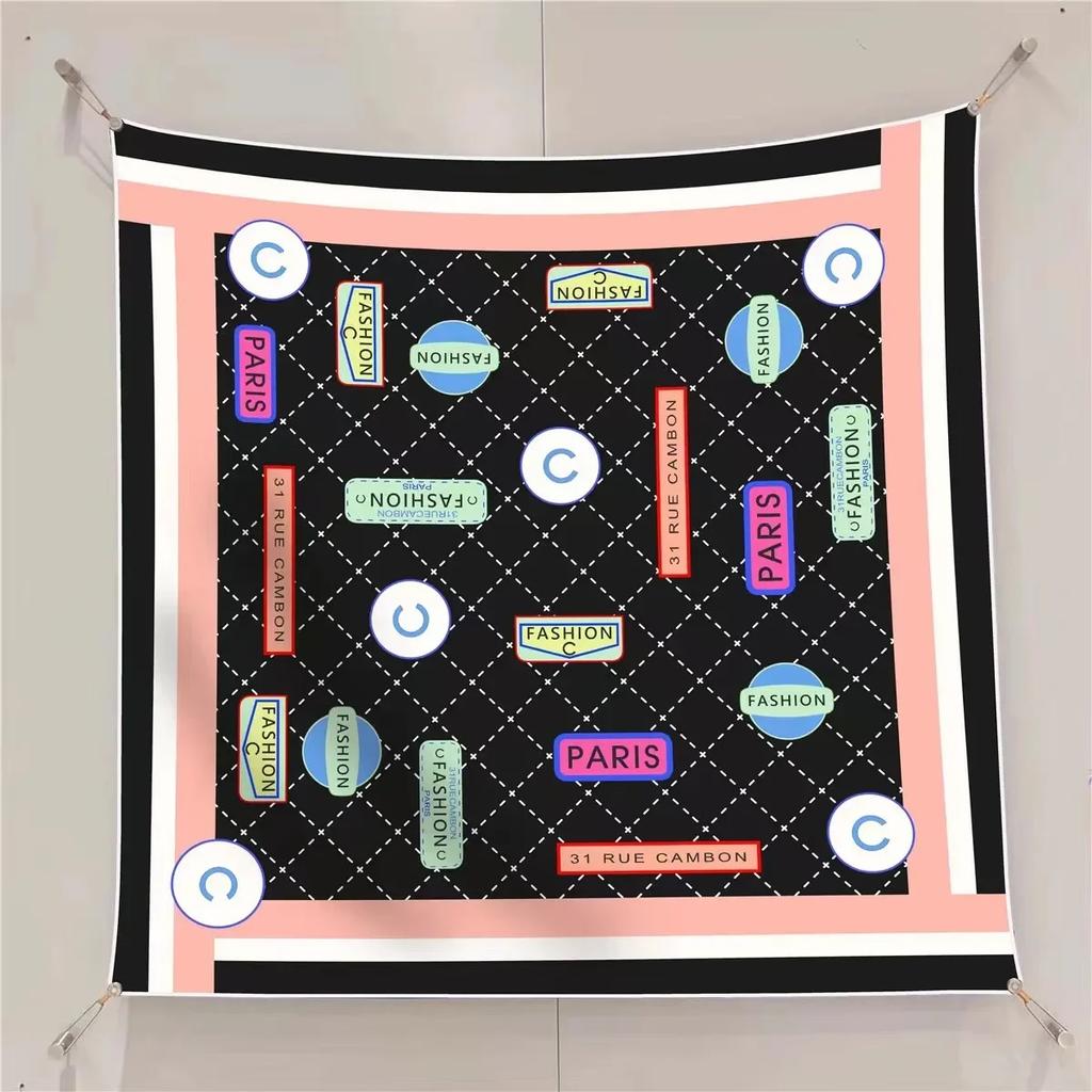 VREOVOR New 90cm × 90cm Large Square Scarf Handmade Desktop Printing Machine Right Angle Curled Edge Twill Silk Fashion Trends