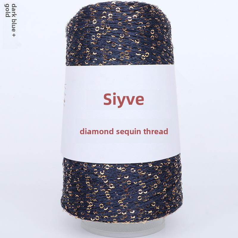 Пряжа с пайетками Siyue 2 мм - шерстяная пряжа ручной работы для проектов своими руками (100г)