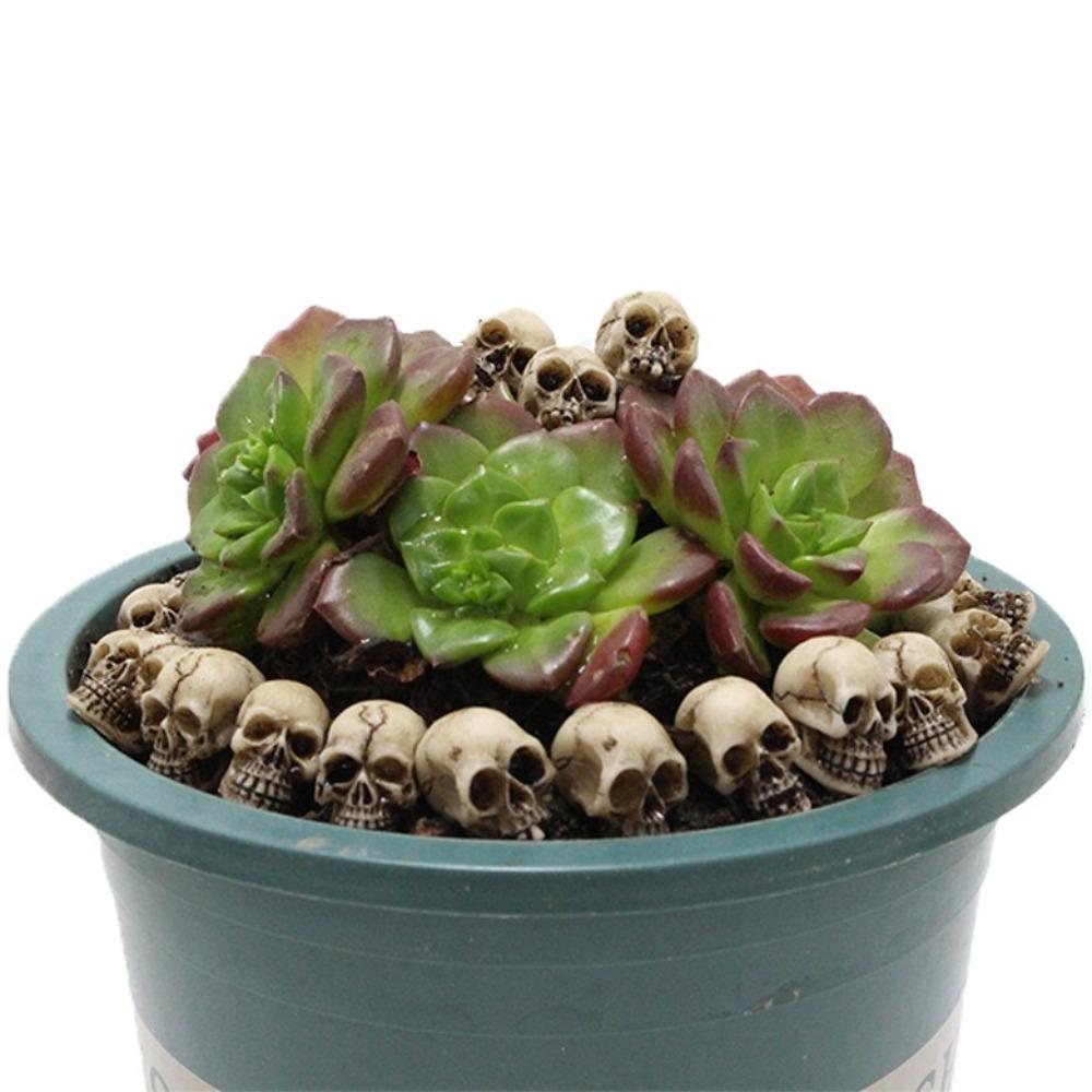 20pcs Decoration Props Mini Skulls Flowerpot Decor Skull Rocks Small Skeleton Head  Halloween