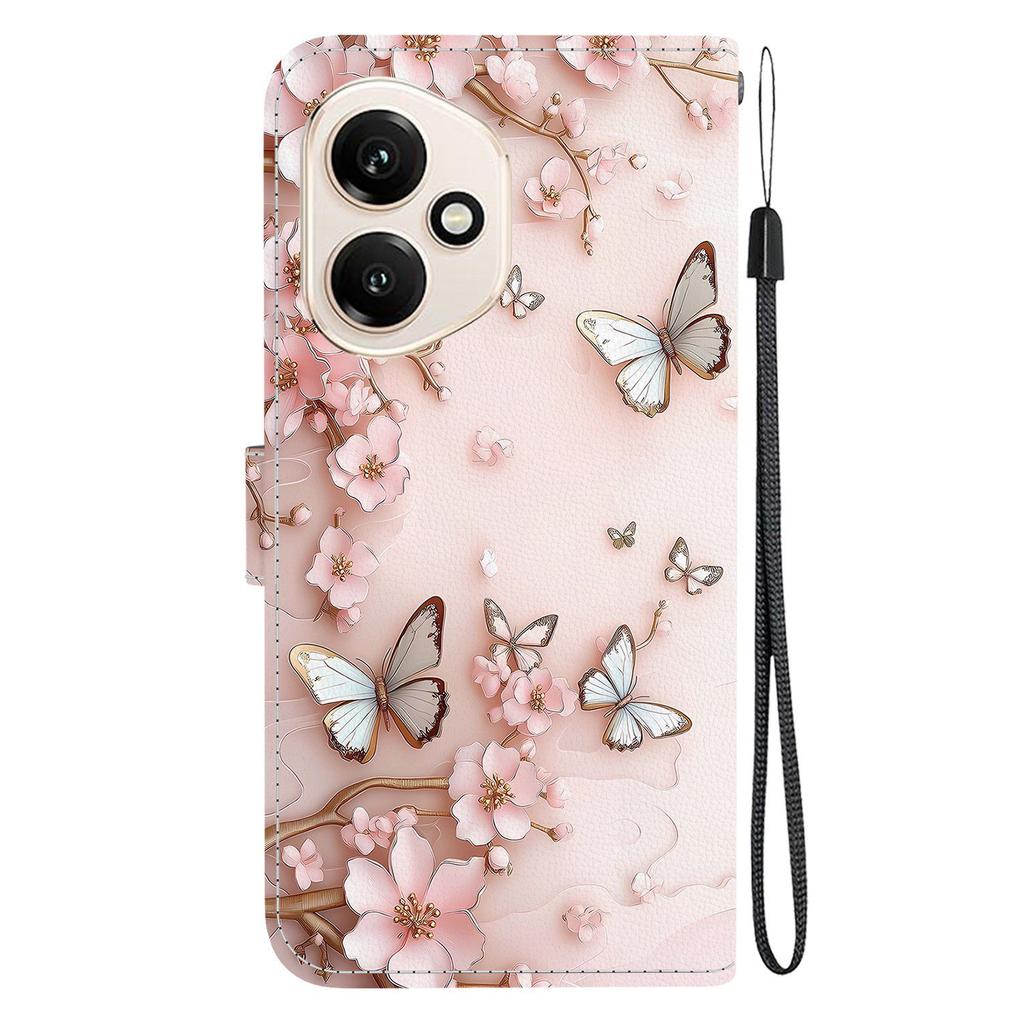 Для Honor 400 5G (Глобальный) Кожаный чехол-кошелек с принтом, подставка, чехол для телефона с ремешком