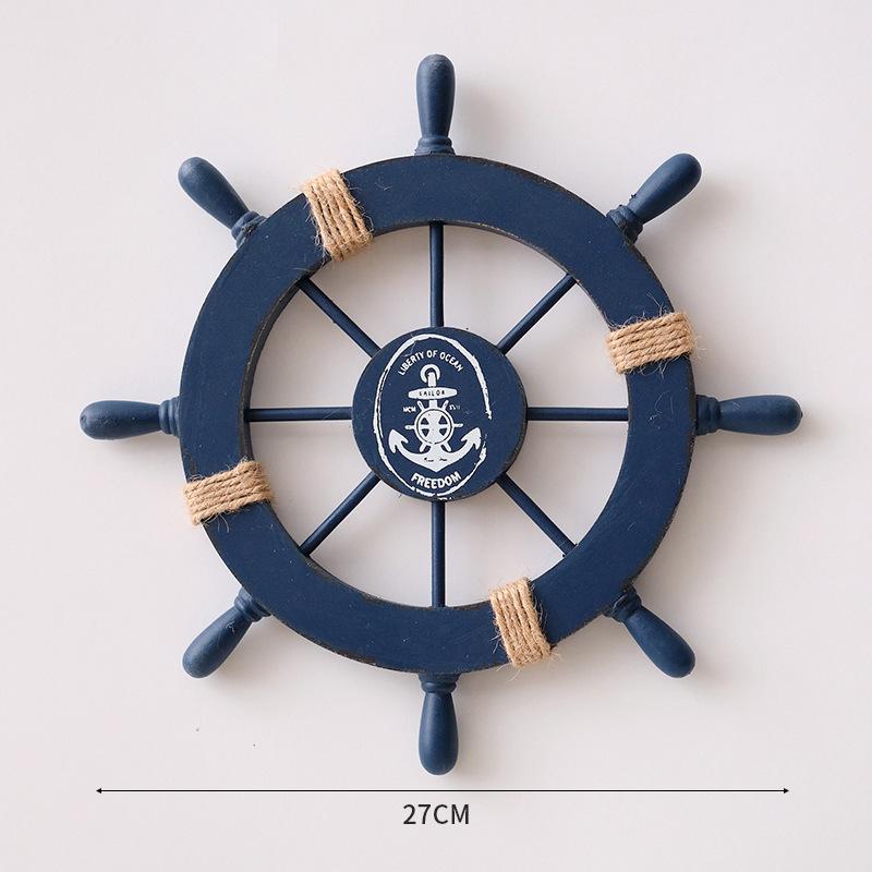 Mediterranean Ship Rudder Decoration Nautical Boat Wheel Helm Wooden Craft Home Living Room Decoration Accessories