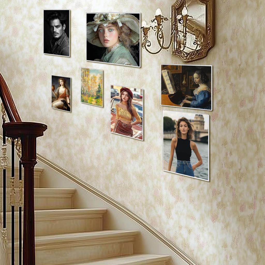 8.5 x 11 Acrylic Picture Frame, Horizontal/Vertical Clear Photo Frame for Wall with Tape, No Drilling Floating Hanging Frameless Picture Frame, Wall