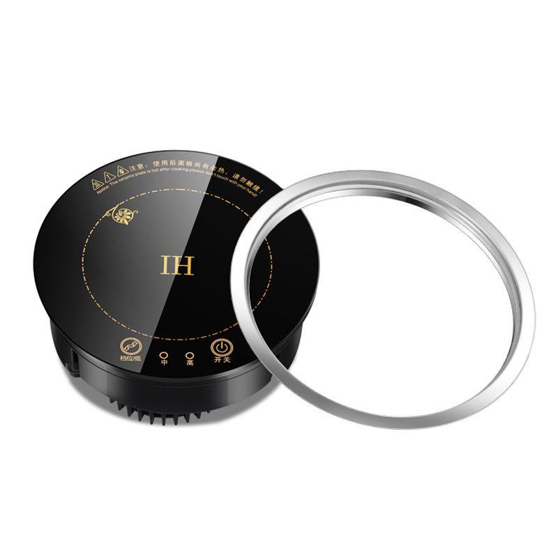 1200 Вт круглая электрическая индукционная плита с магнитным управлением, черная кристаллическая панель, варочная панель с сковородкой, духовка с сковородкой