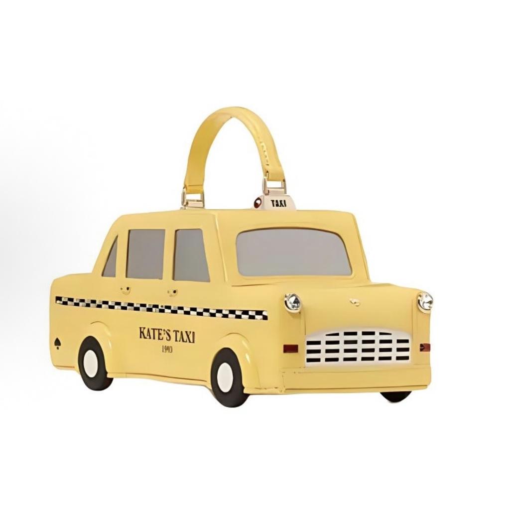 Kate Spade Нью-Йорк 3D Лого Такси Сумка Женская Желтая из Лакированной Кожи с Застежкой-Кнопкой
